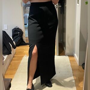 American Vintage Black Maxi Pencil Skirt with Slit